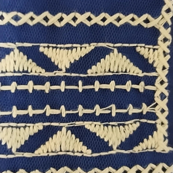 LOVEAPPELA ROYAL BLUE, EMBROIDERED SOFT KNIT BOHO SLEEVLESS TOP - Picture 3 of 8